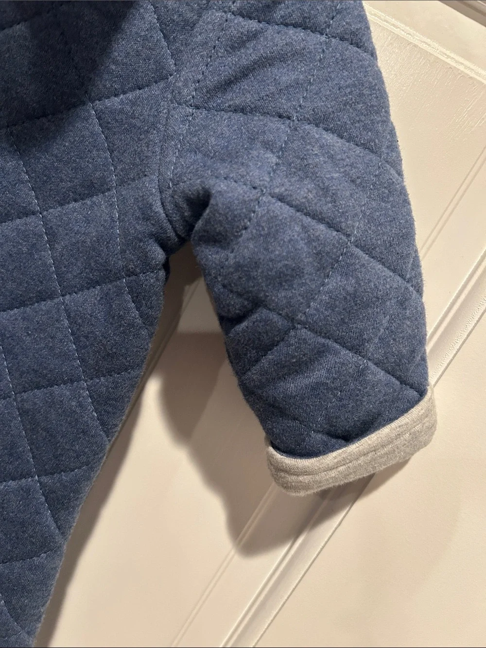 Little Me Quilted Hooded Heather Navy Baby One-Piece
